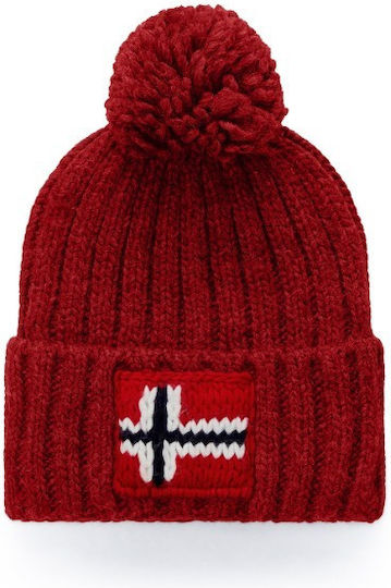 Semiury Pom Pom Beanie Ανδρικός Σκούφος Πλεκτός σε Μπορντό χρώμα