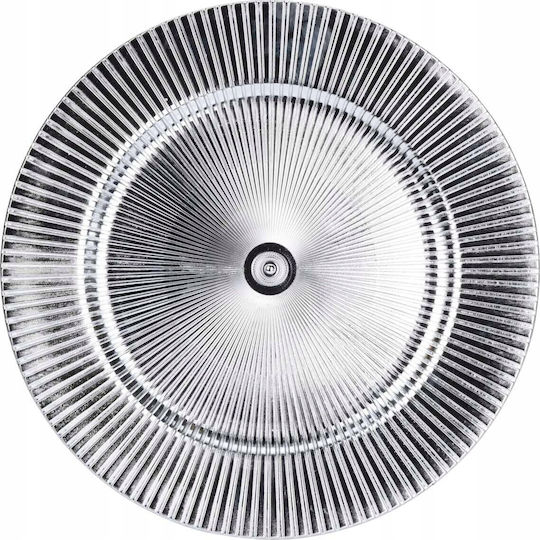 Home&Styling Collection Decorative Round Metallic Silver Platter 33x33cm