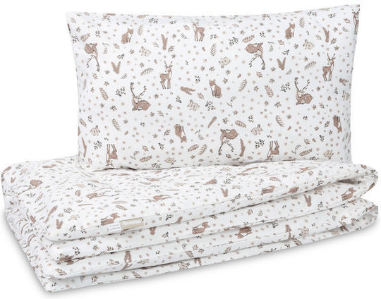 Sensillo Set Cearceafuri Pentru Bebeluşi Cu Faţă De Pernă Forest Bej 100x135cm