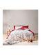 Kentia Feliz Set Bed Sheets for Single Bed 160x270cm White-Red (3 Pieces)