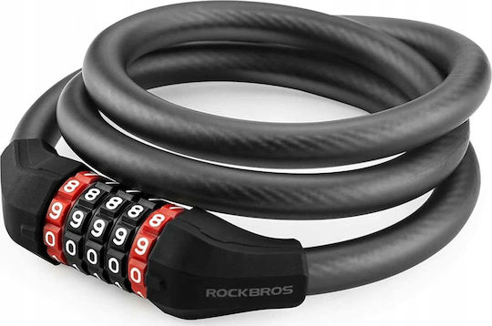Rockbros Fahrradschloss mit Kombination 5-stellige Kabelschloss 1.8m Schwarze