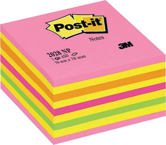 Post-it Sticky Memo Pads Cube 450 Sheets Pink 7.6x7.6cm