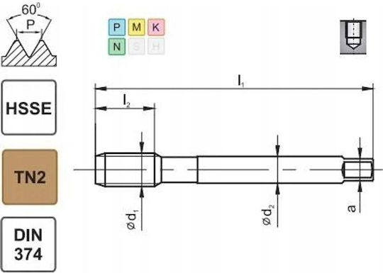 Fanar Конус M18x1,5 Din-374c R40 6h Hsse Tin 800x