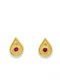 Drandakis Silver Gold Plated Earrings with Red Stones