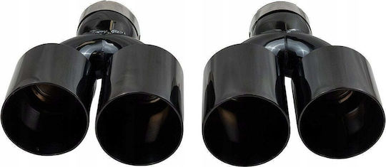 Poujoulat Kaminrohr Abschluss Typ 35 89mmx2 Eingang 76mm Schwarz Chrome Set