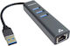 PremiumCord USB-Hub 10 Anschlüsse USB 3.0 mit Anschluss an einen Computer USB-A Ethernet