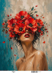 Decoupage Maja's Memories 30x42cm Rote Mohnblumen