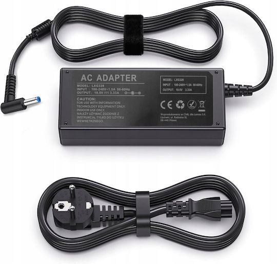 Lextool Зарядно Устройство За Лаптоп 65W 19.5V 3.33A За HP С Адаптер За Захранване И С Комплект Върхове