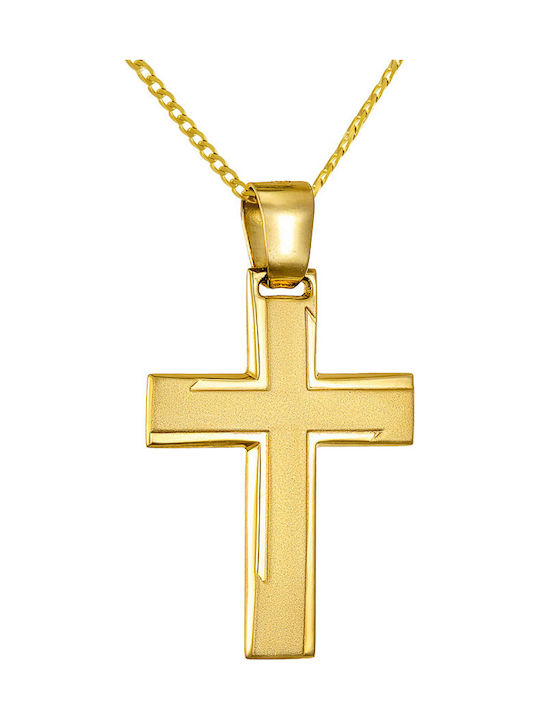 Papoulidis Jewellery Мъжки Златен Кръст 14 Карата Двулицев Без Верижка