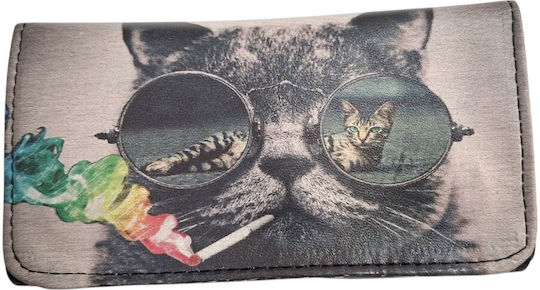 Kalliopi Silver Tabaktasche Künstliches Leder Design Katze 14x8cm