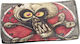 Kalliopi Silver Tabaktasche Künstliches Leder Design Totenkopf 14x8cm