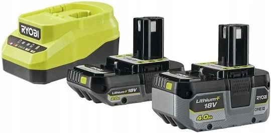 Ryobi Комплект 2 Батерии За Инструменти 18V Капацитет 4Ah/2Ah С Зарядно One+
