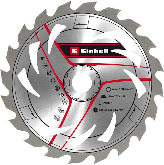 Einhell Δίσκος Κοπής Ξύλου με 20 Δόντια 165mm