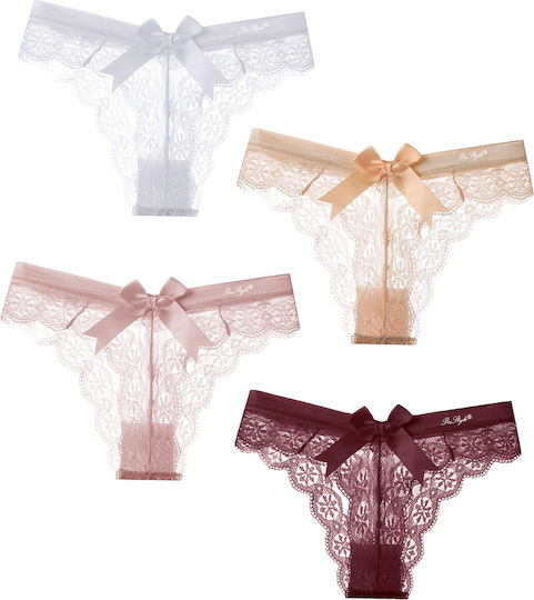Damen Sexy Dessous-Sets Mit Spitze Schleifen Tanga Stil