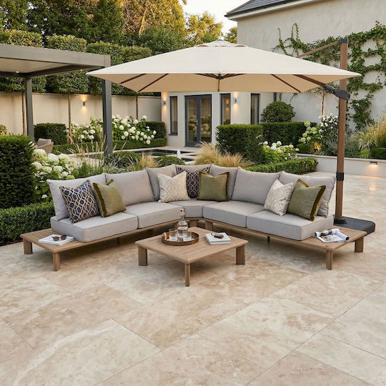 Quadratischer Aluminium-Garten- und Terrassen-Sonnenschirm Beige 3x3m Quadratischer Aluminium-Garten- und Terrassen-Sonnenschirm Beige 3x3m