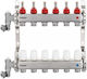 Ferro F-comfort Edelstahl Sammler 8 Ausgänge Thermostatventile Durchflussmesser Handbetriebene Belüftungsventil Ablassventil C.o C.w.u