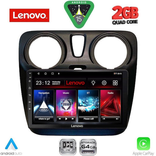 Lenovo Автомобилна аудио система за Dacia Dokker 2012-2025 (Bluetooth/USB/Вграден Wi-Fi/GPS/Apple CarPlay/Android Auto) с Touch Screen 9"