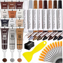 Set 42 Pieces Furniture Floor Scratch Correction Repair Zola 8 Markers 8 Pencils 12 Paints 12 Brushes Spatula Sharpener Abrasion Wash Resistant All Shades