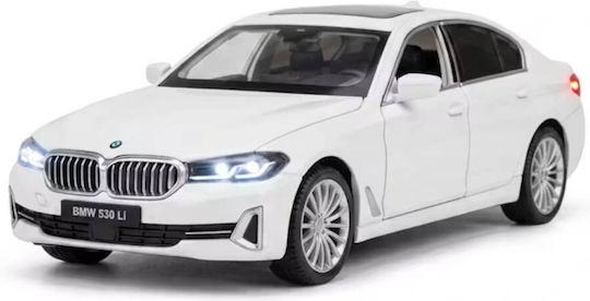 BMW 530li Mașină Metalică Scara 1:24 Uși Deschise Portbagaj Lumini Xenon Cadou Băieți Albă