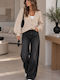 Long Women's Knitted Cardigan with Buttons Beige