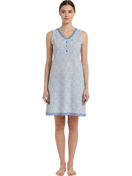 Noidinotte Summer Cotton Women's Nightgown Light Blue