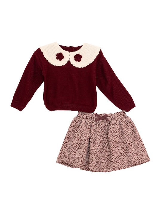 Restart Kids Set with Skirt 2 Pieces Burgundy