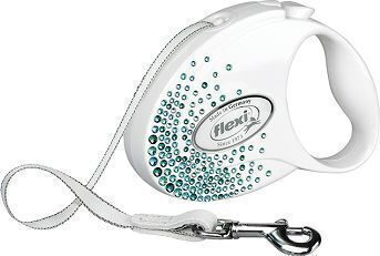 Flexi Lesă/ghid pliabil pentru câini Curea Glam Splash Leaf în culoare albă