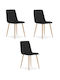 Kitchen Velvet Black Velvet Chairs 3 Pieces 60x56x58cm