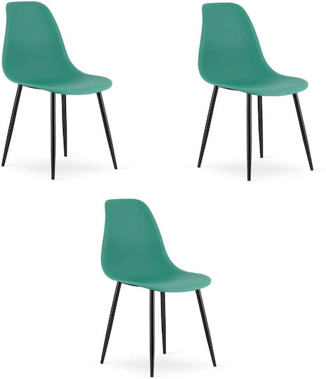 Kitchen Chairs Made of Polypropylene Green 3 Pieces 61x52x41cm