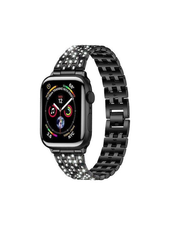 Apple Watch 42 44 45 46 49mm Xdfind Five Beads Metal Watch Strap Diamonds Black