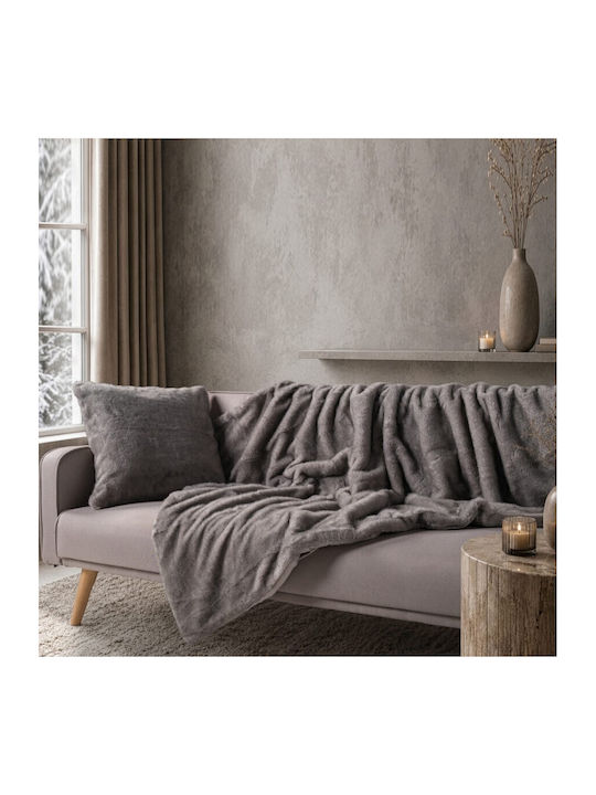 Teoran Fox Sesselüberwurf Pelzartig 130x185cm Grau