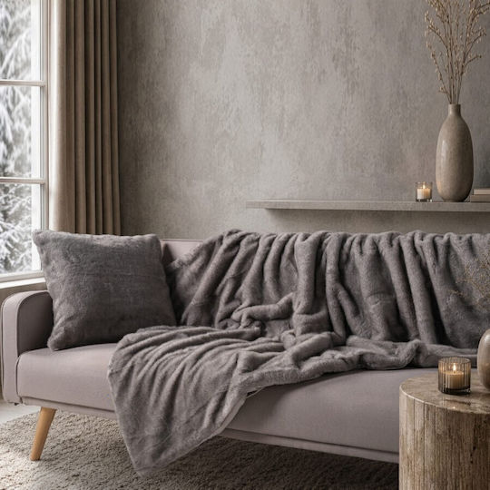 Teoran Fox Armchair Throw Fur 130x185cm Grey