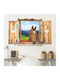 Dreidimensionales Wandsticker & Wandgemälde Aussicht Pferd im Alpenwiesen 60x90cm