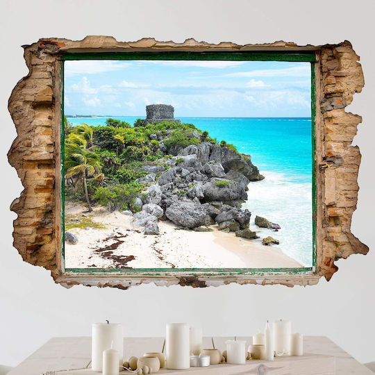 Dreidimensionales Wandsticker & Wandgemälde Ruinen des Tulum Karibik 60x90cm