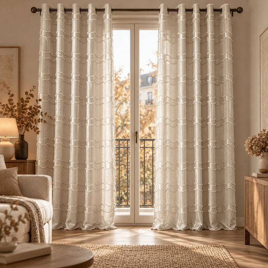 My Home Luxury Curtain with Grommets Ecru 270x270cm