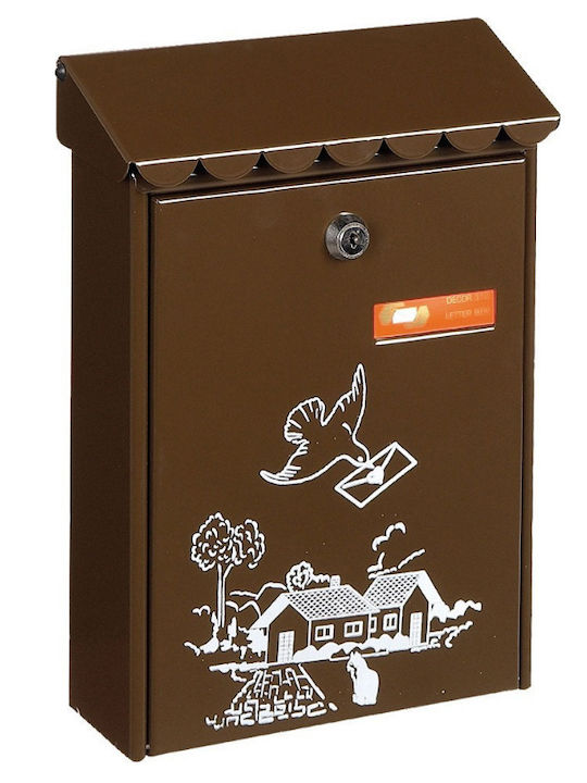 Viometal Cutie Poștală În Aer Liber Metalică Culoare Maro 21.5x6.8x30cm