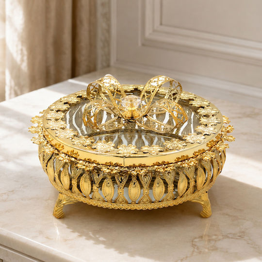 Keskor Декоративен Метален Кръгъл Диск с Огледало 19x19x10см