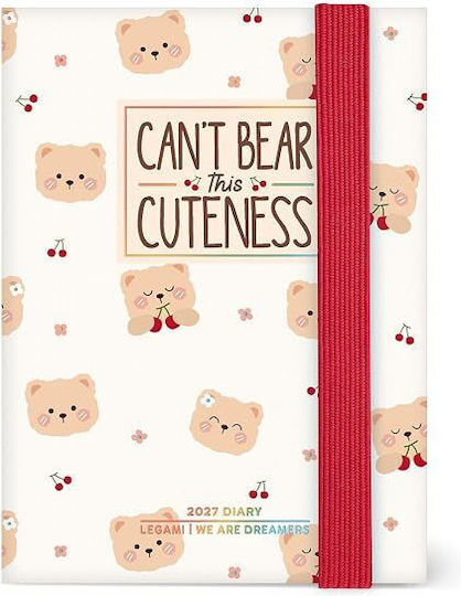 Legami Milano Teddy Bear Бяла Месечна Адженда 2027 Бяла 7x10см.