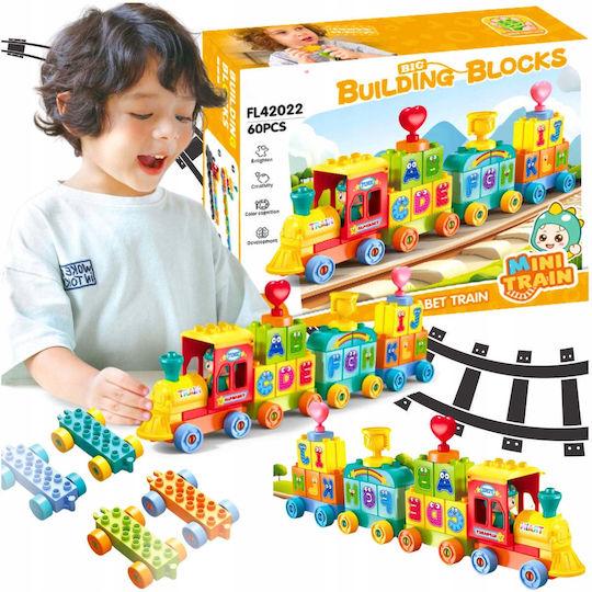 Cuburi de construit Mini Train pentru 3+ Ani 60 buc