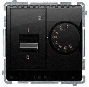Simon Basic Temperature Regulator Internal Sensor 16a 230v Socket Mounting Screws Box Black Bmrt10w.02/49