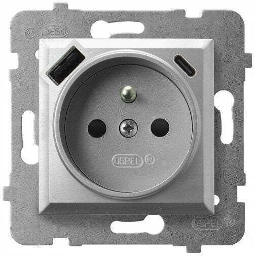Ospel Aria Single Walled Power Socket with Lid Silver