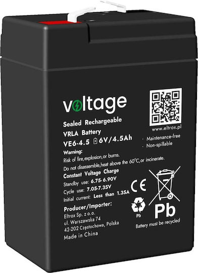 Voltage UPS-Batterie mit Gewicht 4.5Ah und Spannung 6V