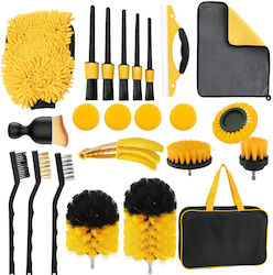 Set de perii pentru detailing auto Zola 22 de bucăți pentru curățare interior exterior cu geantă de depozitare