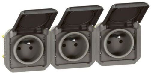 Legrand Legrand Dreifach Steckdose mit Deckel Graue