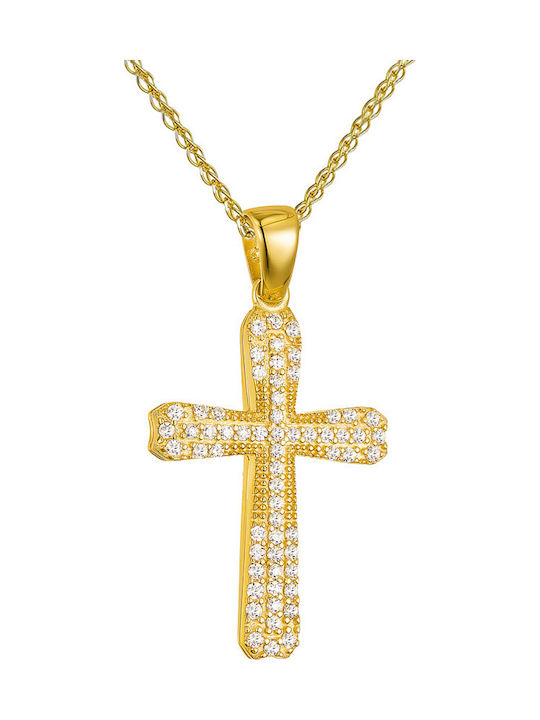 Papoulidis Jewellery Дамски Златен Кръст 14 Карата Двулицев Без Верижка