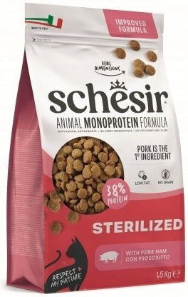 Schesir Monoprotein Dry Cat Food for Neutered Cats with Ham 1.5kg