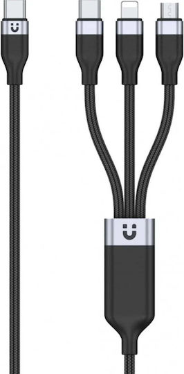 Unitek Mehrere Anschlusskabel USB zu Typ-C / Blitzschlag / Micro-USB Schwarz 1,5 m C14101AGY01-1.5M