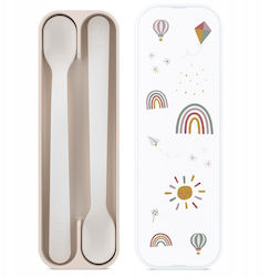 Mepal Set Pentru Bebeluşi Cu Linguri Din Plastic Cu Carcasă Pentru 4+ Luni Bej 2 Bucăți