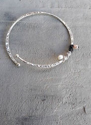 Silver Bar Pearl Gray Black Macrame Silver Bar Pearl Gray Black Macrame