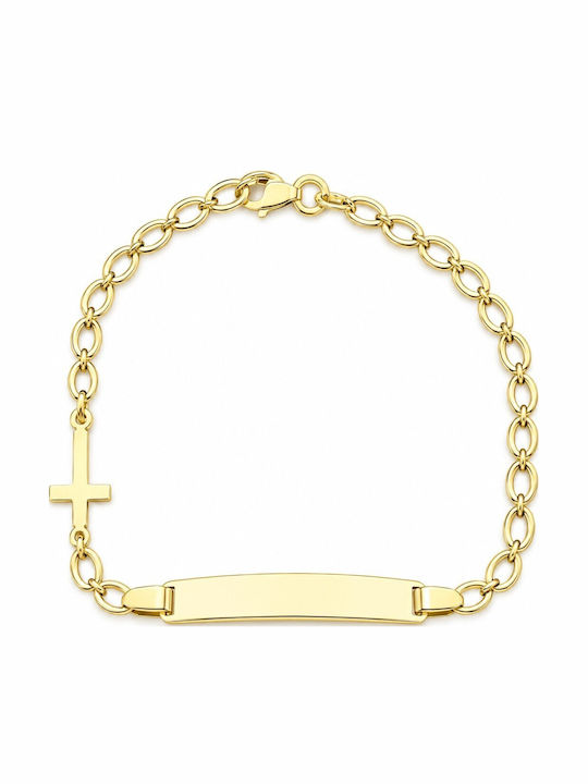 Senzio Belibasakis Kids Bracelet ID From 9K Gold With Cross